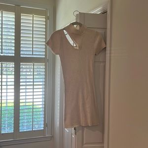 Le Lis beige sweater dress with top cutout
